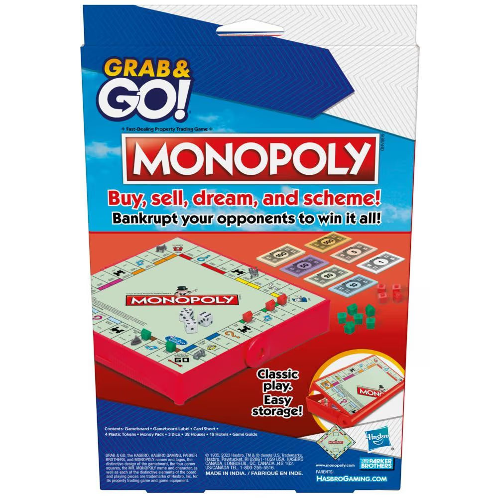 Grab & Go Games - Monopoly - Classic Hasbro Travel Game