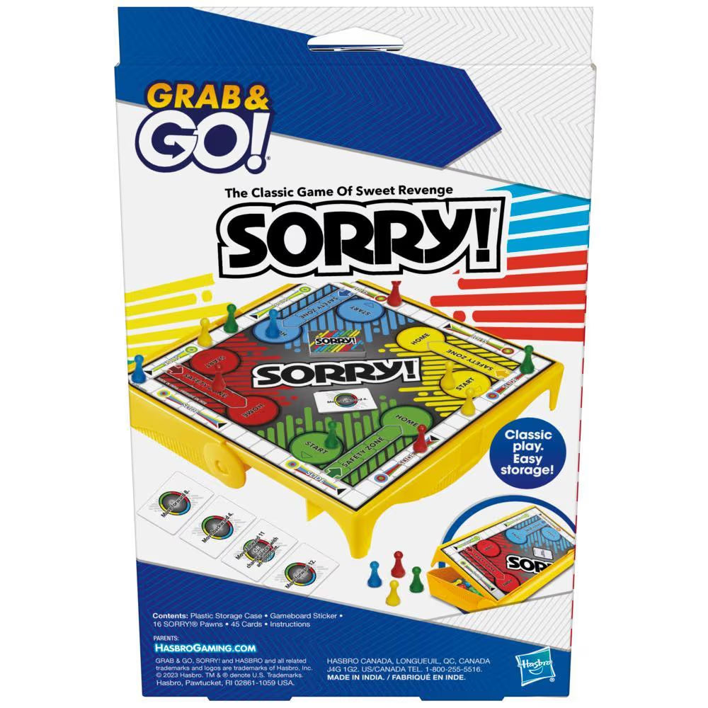 Grab & Go Games - Sorry - Classic Hasbro Travel Game