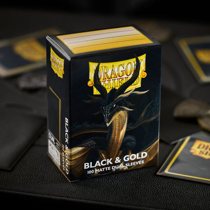 Dragon Shield Card Sleeves - 100 Count - Dual Matte: Black & Gold