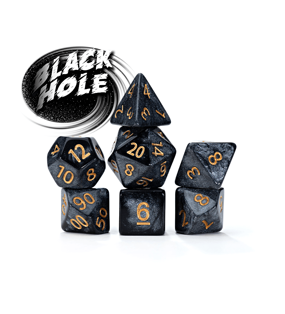 “Black Hole” Mercurial Dice - Polyhedral 7-Dice Set
