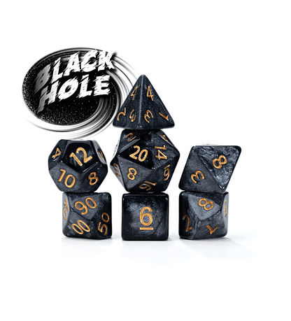 “Black Hole” Mercurial Dice - Polyhedral 7-Dice Set