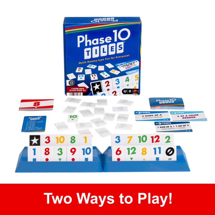 Phase 10 Tiles - A Family Tile-Based Game With Rummy-Type Play - Mattel