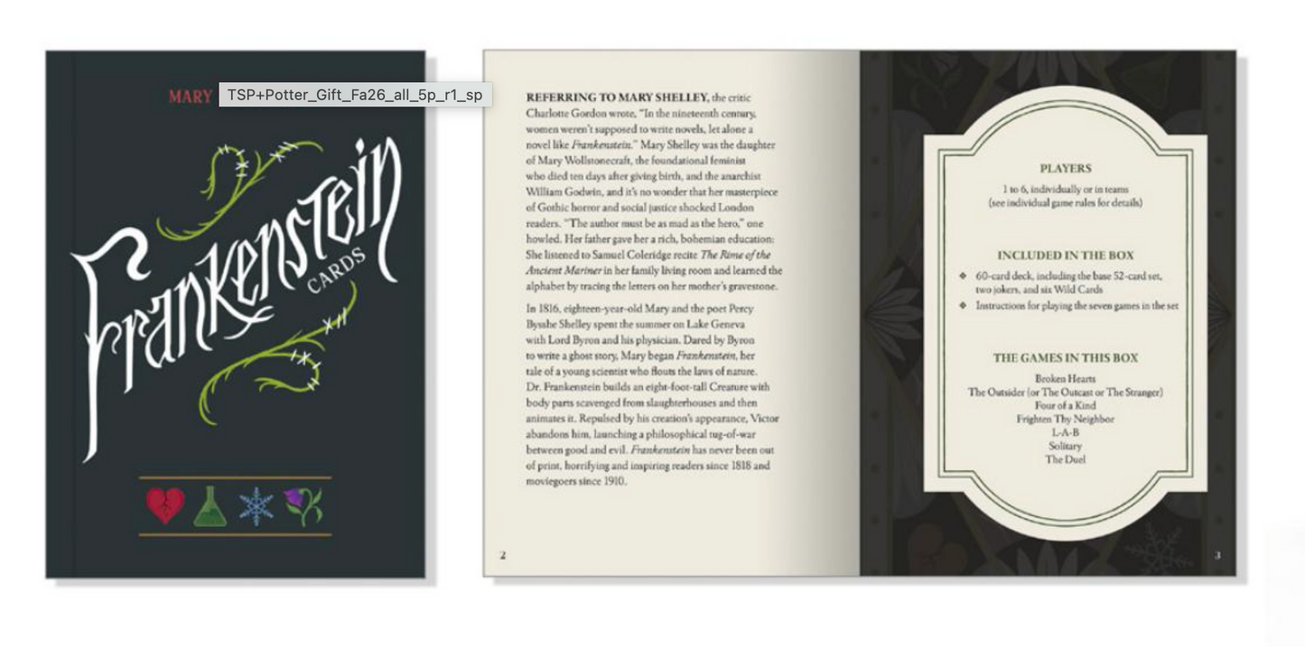 Mary Shelley's Frankenstein Cards - A Monster Deck of 7 Different Card Games