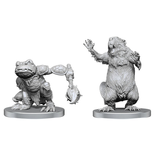 Pathfinder Battles - Unpainted Miniatures - Boggard Scout & Castoroides - Deep Cuts
