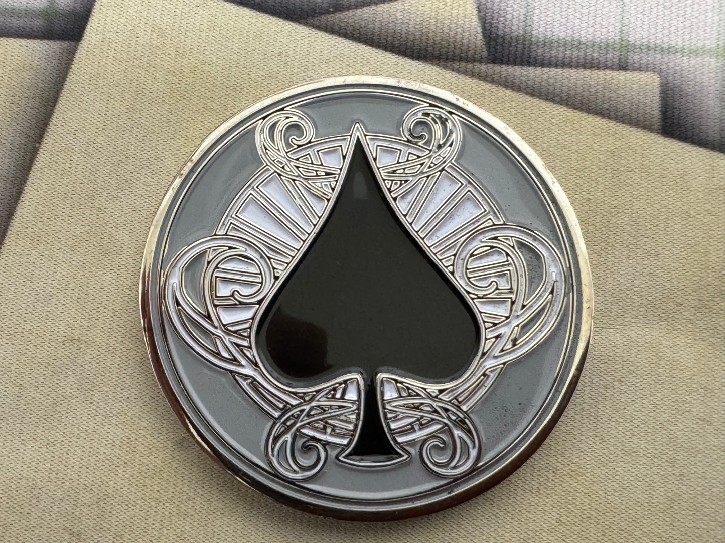 Ace of Spades Brass Enamel Player Token/Coin - Albino Dragon
