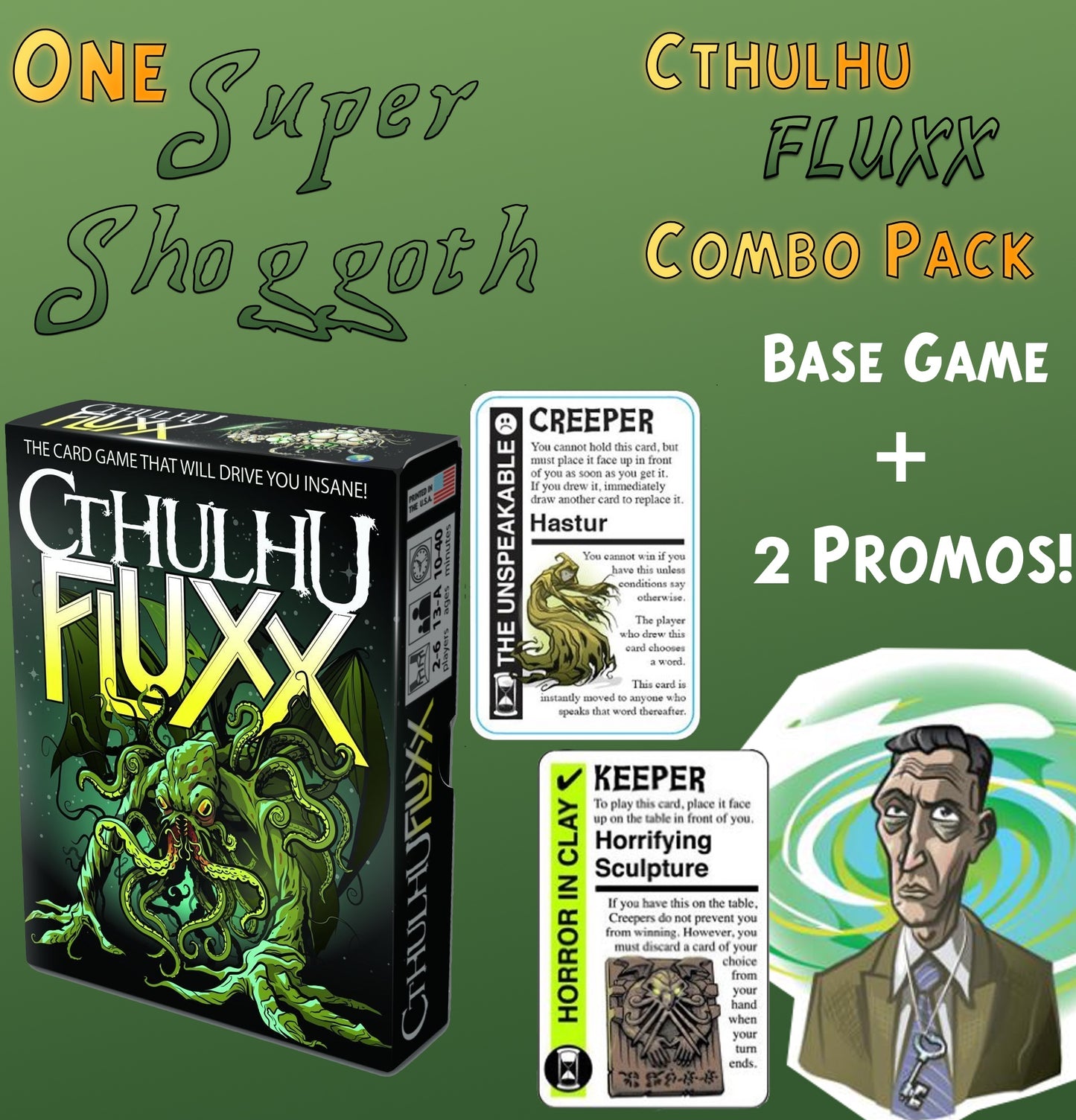 Looney Labs - Cthulhu Fluxx Shoggoth-Sized Combo! The Card Game + 2 Promo Cards