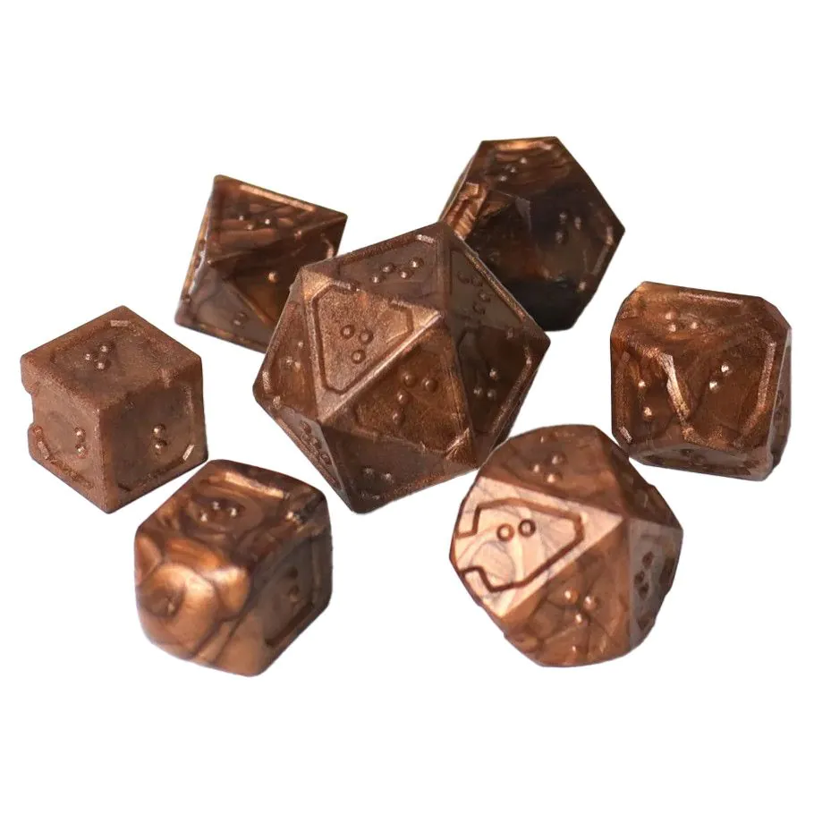 7pc RPG Set - DOTS Braille Acrylic - Molten Bronze