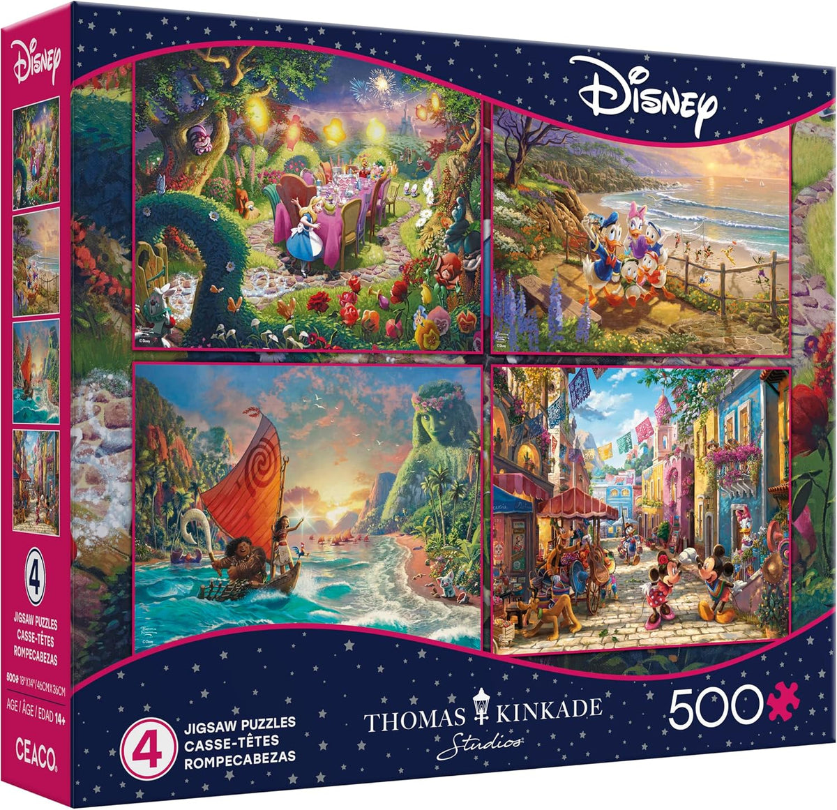 Disney Thomas Kinkade Studios - Alice, DuckTales, Moana, Mickey & Friends 500 x 4 Puzzle