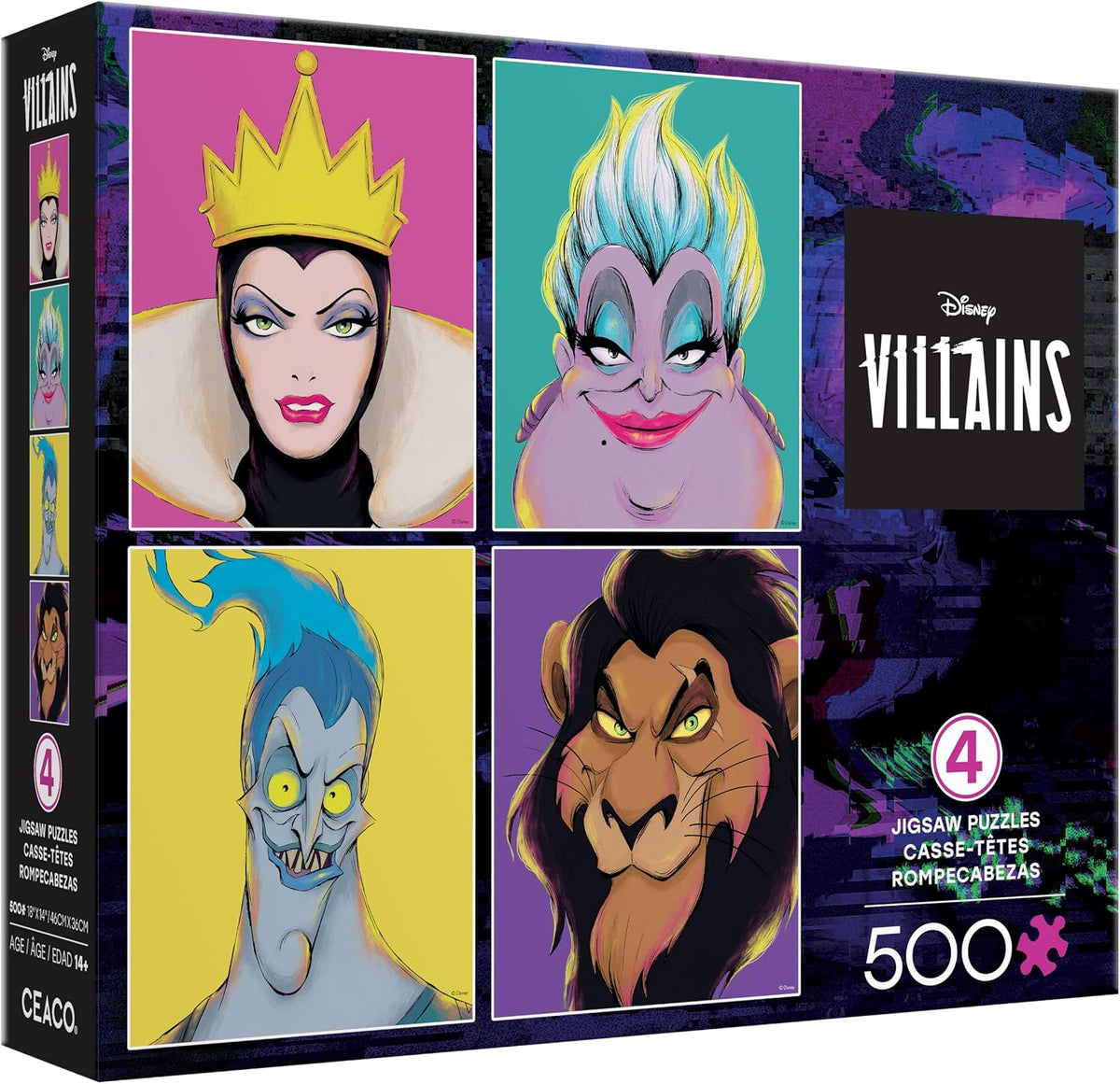 Disney - Villains - Evil Queen, Ursula, Hades, Scar 500 x 4 Puzzle