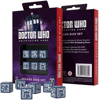Q-Workshop - Doctor Who - Set of 6 x D6 Roleplaying Dice - Blue and White