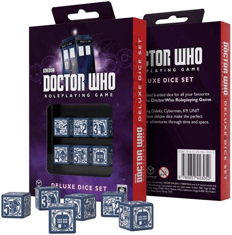 Q-Workshop - Doctor Who - Set of 6 x D6 Roleplaying Dice - Blue and White