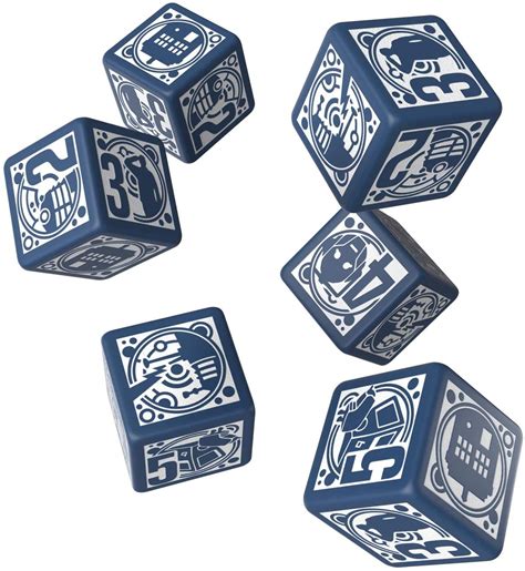 Q-Workshop - Doctor Who - Set of 6 x D6 Roleplaying Dice - Blue and White