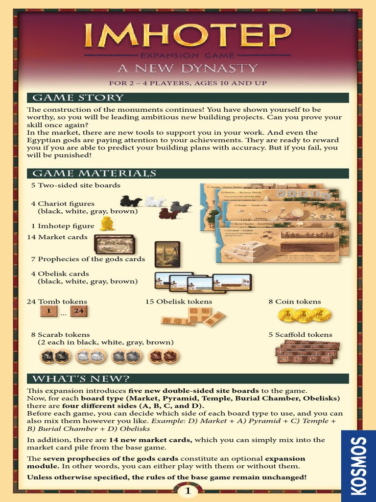 Imhotep - A New Dynasty Expansion - Thames and Kosmos