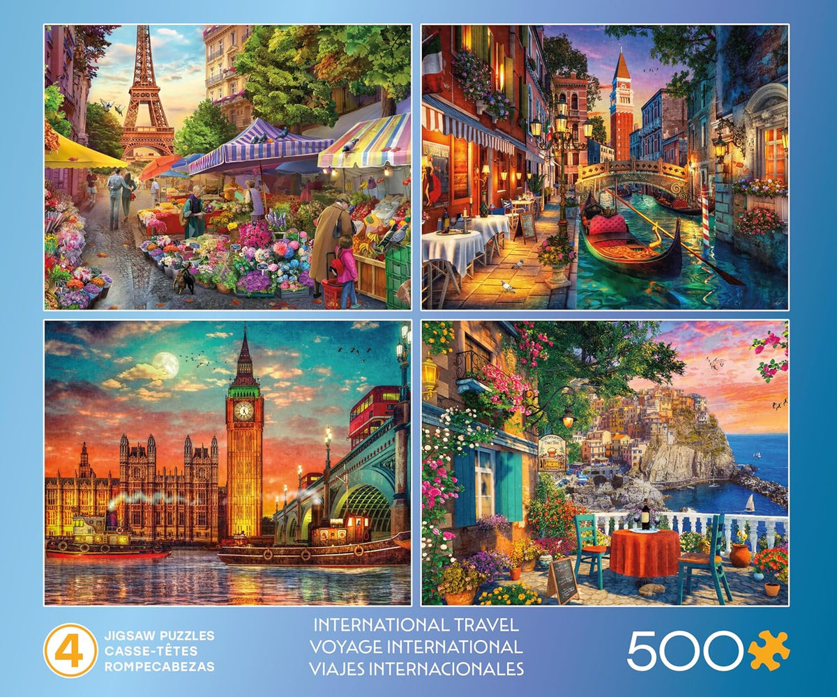 4 x 500 pc Jigsaw Puzzles - International Travels
