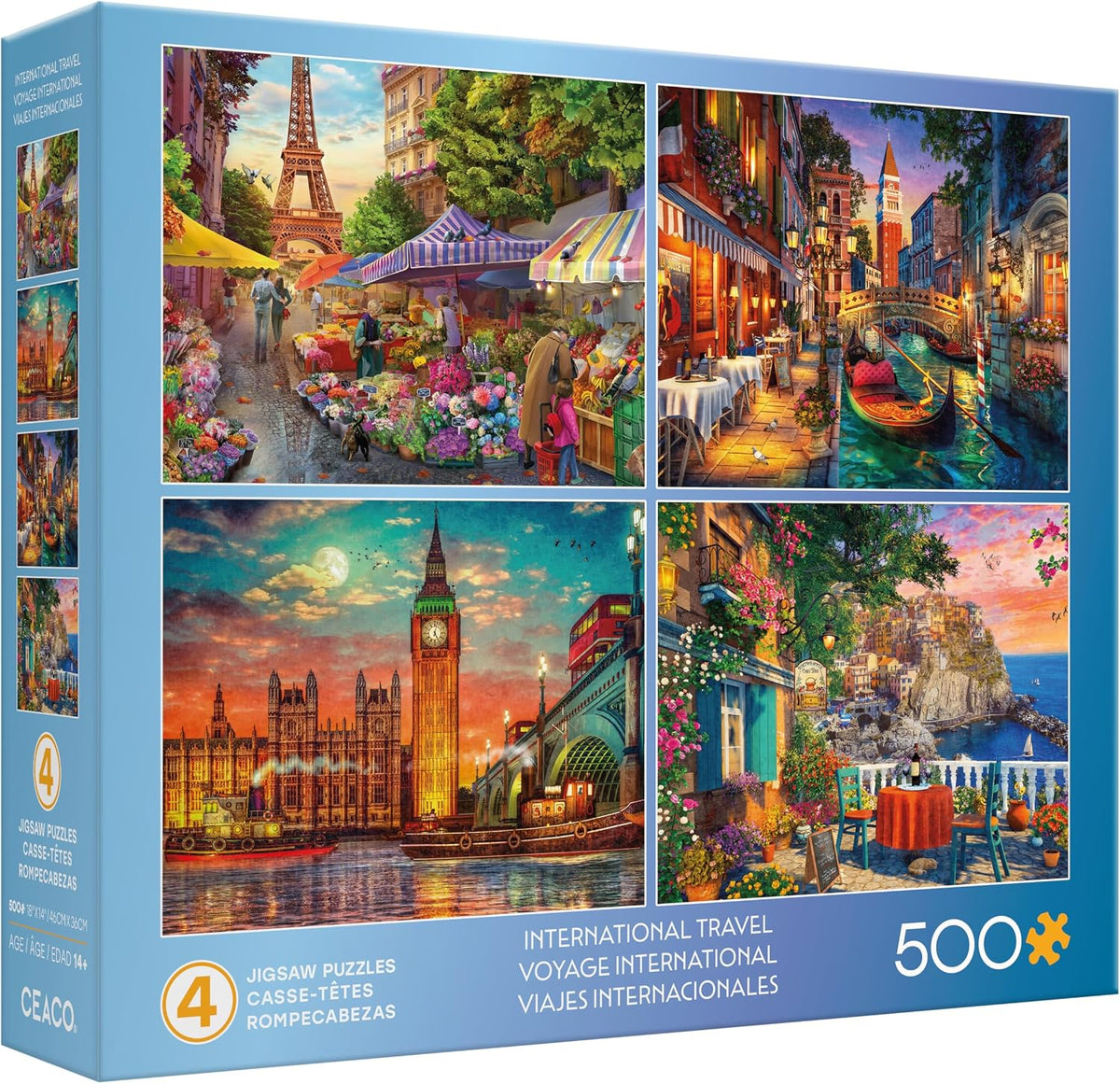 4 x 500 pc Jigsaw Puzzles - International Travels