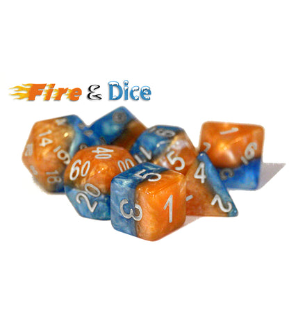 “Fire & Dice” Halfsies Dice - Polyhedral 7-Dice Set