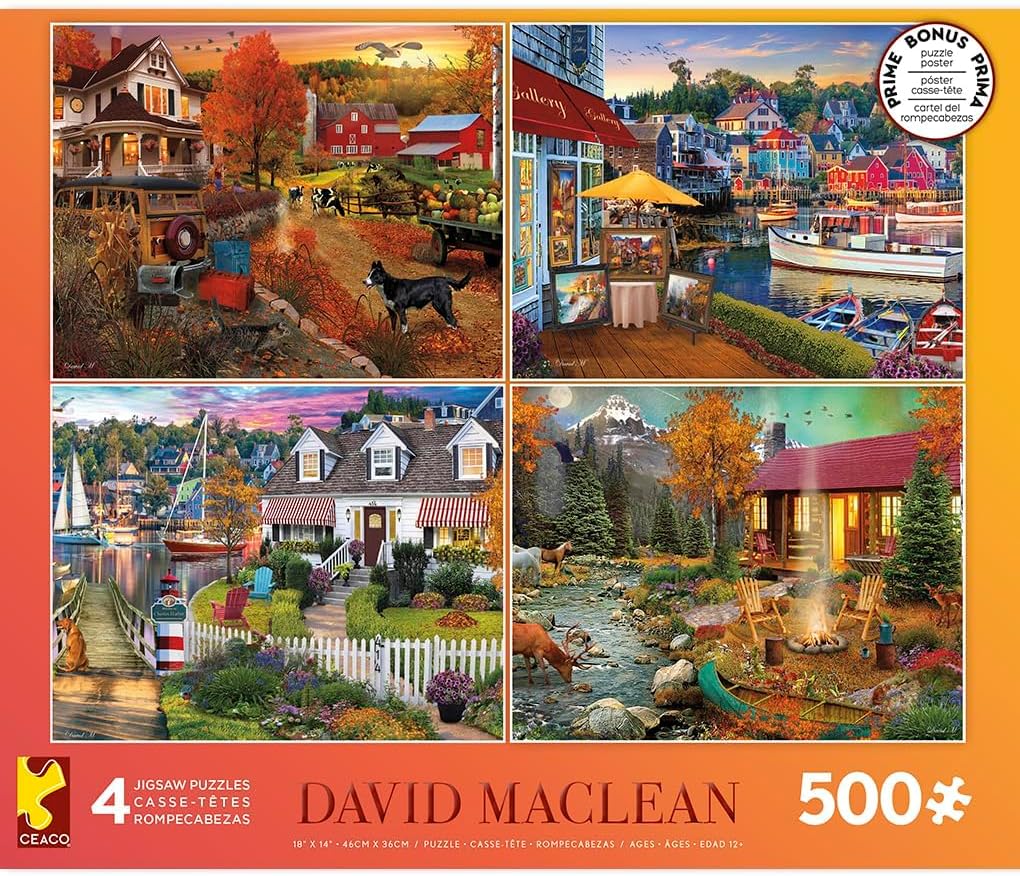 4 x 500 pc Jigsaw Puzzles - David Maclean + Poster