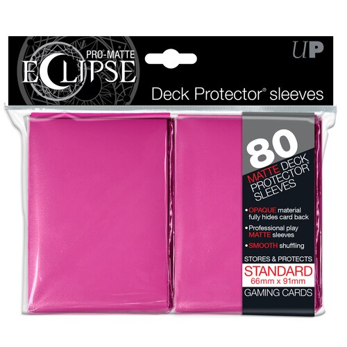 Ultra Pro ECLIPSE PRO-Matte Deck Protector - Standard Size Non-Glare Card Sleeves - 80 Count - PINK