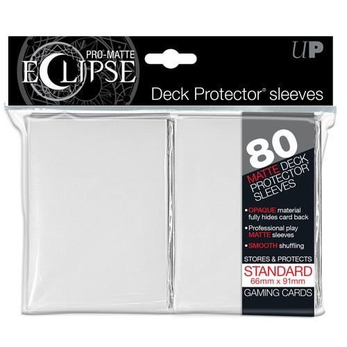 Ultra Pro ECLIPSE PRO-Matte Deck Protector - Standard Size Non-Glare Card Sleeves - 80 Count - WHITE