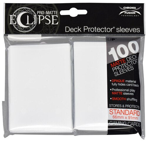 Ultra Pro ECLIPSE 2.0 PRO-Matte Deck Protector - Std Size Non-Glare Card Sleeves - 100 Count - ARCTIC WHITE