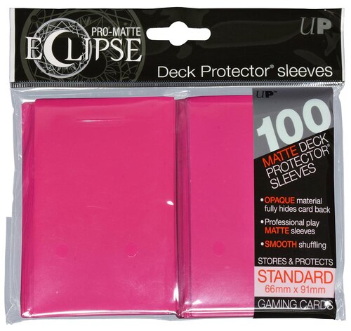 Ultra Pro ECLIPSE 2.0 PRO-Matte Deck Protector - Std Size Non-Glare Card Sleeves - 100 Count - HOT PINK