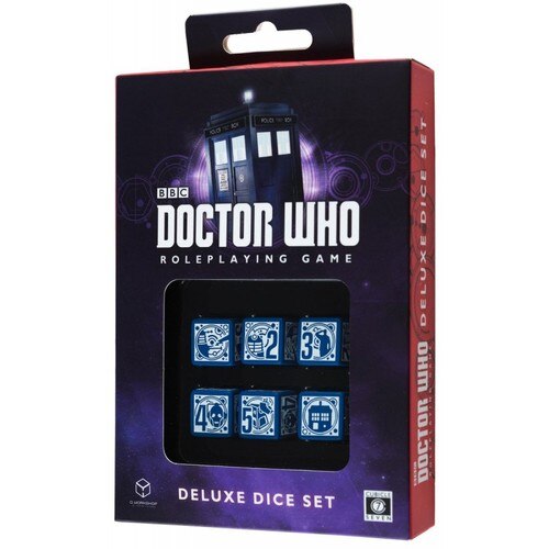Q-Workshop - Doctor Who - Set of 6 x D6 Roleplaying Dice - Blue and White
