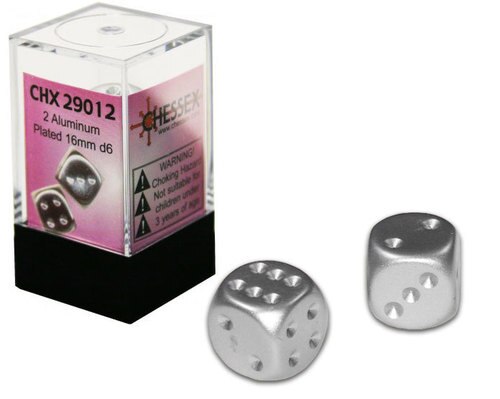 Chessex Dice - 2x  Aluminum Plated 16mm d6 - CHX29012