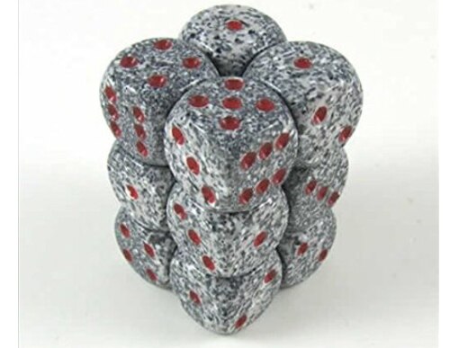 Chessex Dice - Speckled - 16mm D6 Dice Granite/Red Pips (12 count)