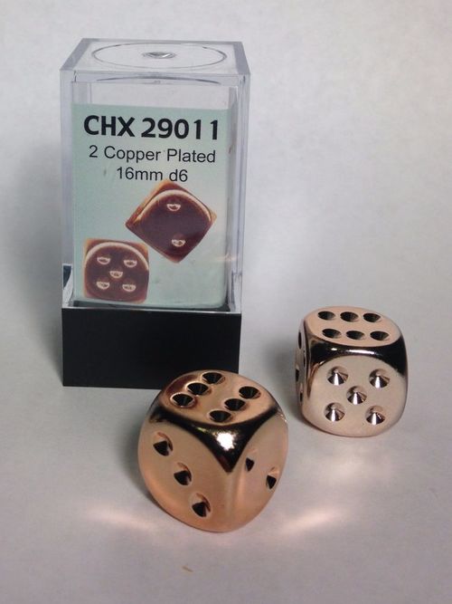 Chessex Dice - 2x Copper Plated 16mm d6 - CHX29011