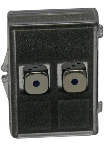 Koplow Metal Dice - D6 15mm Zinc Alloy - Blue Pips - 2 count