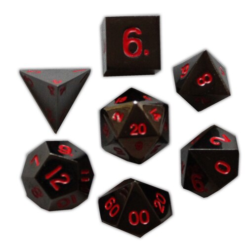 Norse Foundry - Nightmare Black - RPG Polyhedral Dice  (Set of 7)