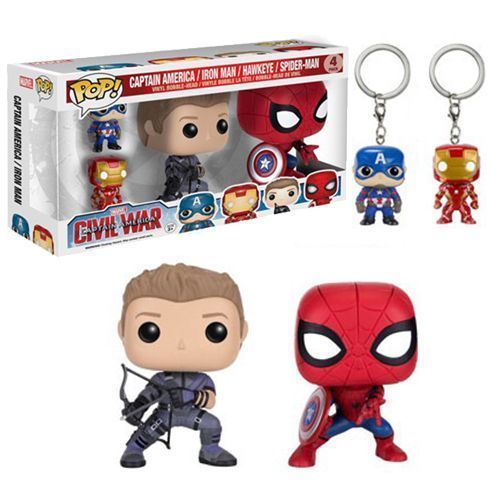 Pocket POP! 4-Pack - Marvel Avengers - Spiderman, Iron Man, Hawkeye & Cap America!