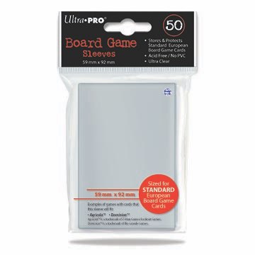 Ultra Pro Deck Protector  - Standard EUROPEAN Size 59mm x 92mm Board Game Card Sleeves - 50 Count - CLEAR - DOMINION - AGRICOLA