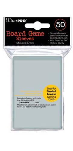 Ultra Pro Deck Protector  - Standard AMERICAN Size 56mm x 87mm Board Game Card Sleeves - 50 Count - CLEAR - MUNCHKIN - FLUXX