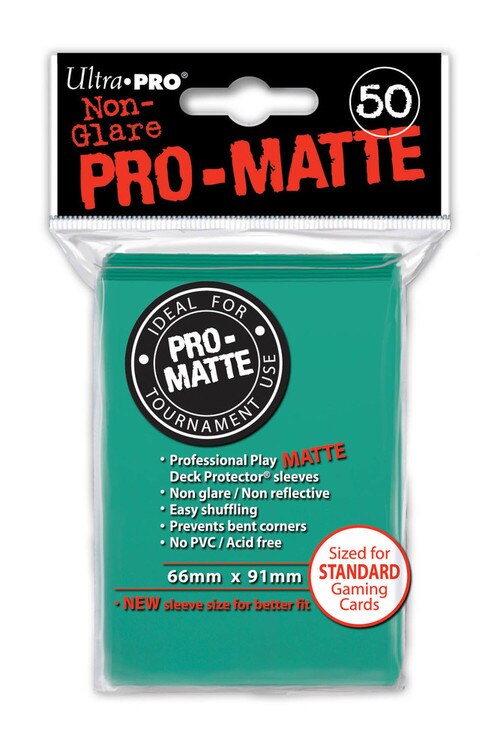 Ultra Pro PRO-MATTE Deck Protector - Standard Size Non-Glare Card Sleeves - 50 Count - AQUA