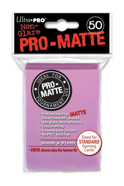 Ultra Pro PRO-MATTE Deck Protector - Standard Size Non-Glare Card Sleeves - 50 Count - PINK