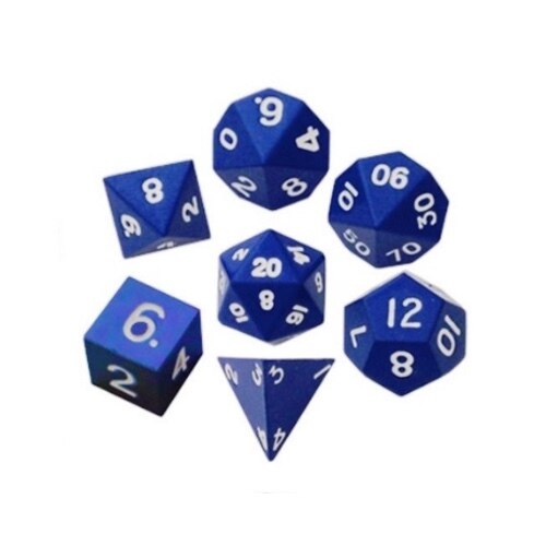 Metallic Dice Games - 16mm Polyhedral Dice  (Set of 7) - Blue Painted
