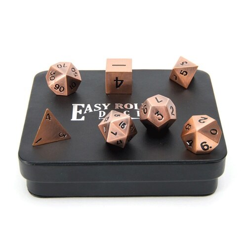 Easy Roller - 16mm Legendary Metal RPG Polyhedral Dice (Set of 7) - Copper