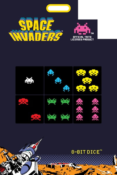8-Bit Dice - 18mm D6 (Set of 6) - Space Invaders Edition - Turn One Gaming