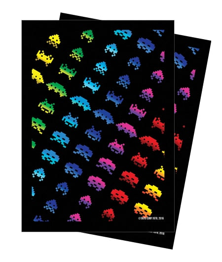 Turn One Gaming - Deck Protector - 50 Count - MATTE - Space Invaders Rainbow Attack