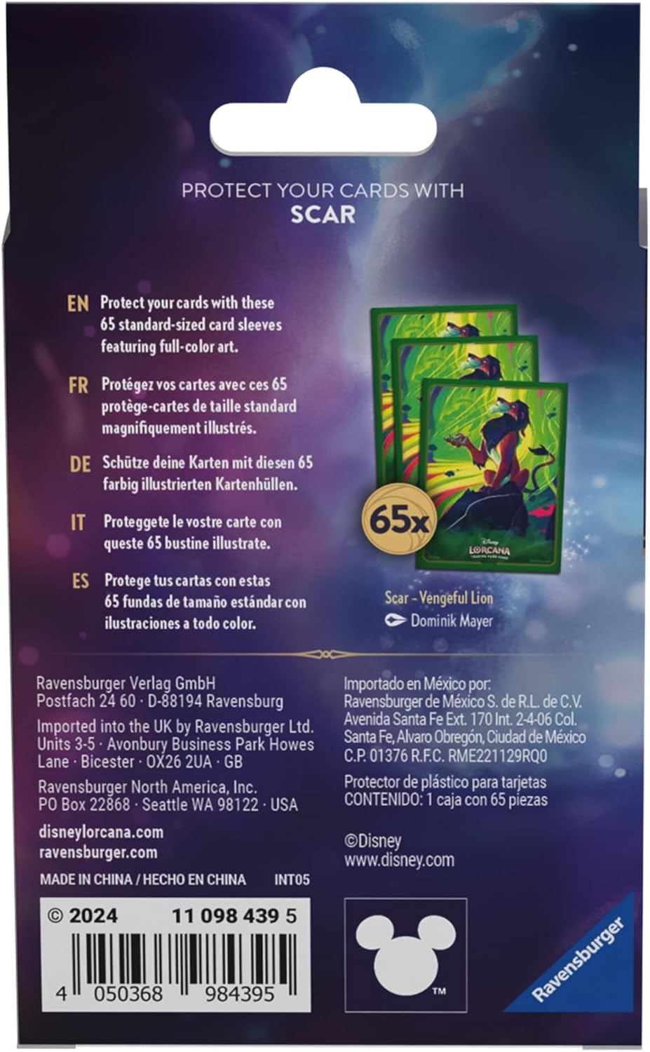 Disney's Lorcana - Shimmering Skies - Scar - 65 Card Sleeves - Ravensburger