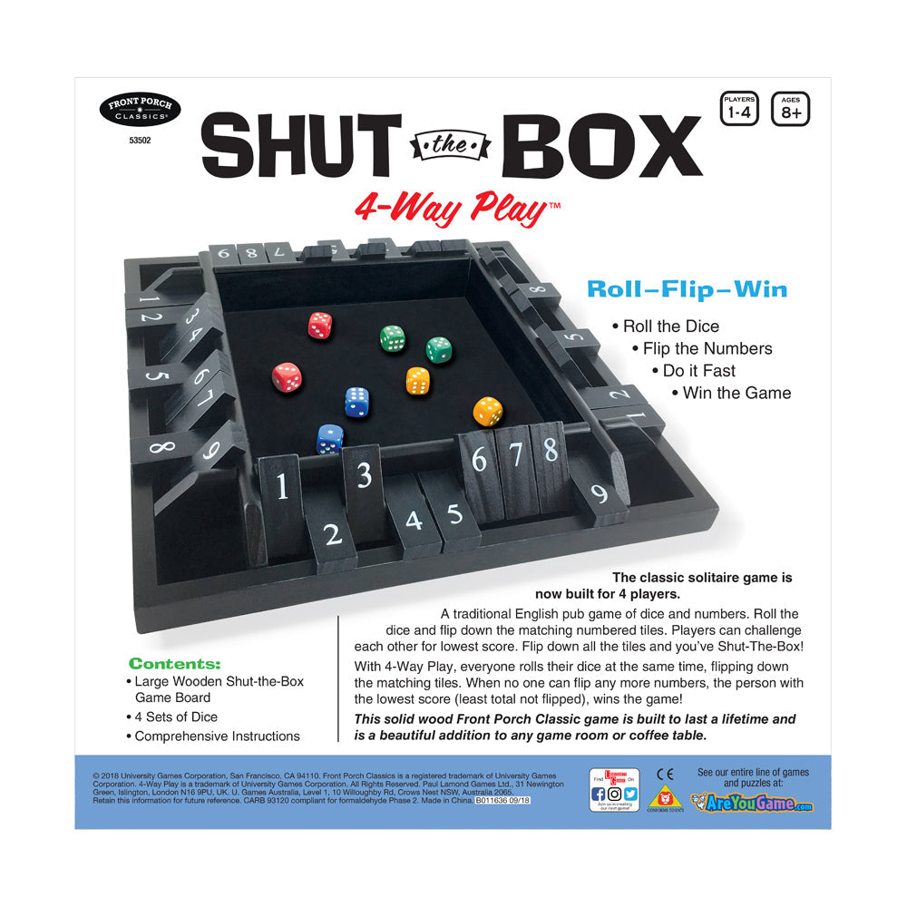 Shut The Box 4 Way Play - Domino & Dice Game - University Games
