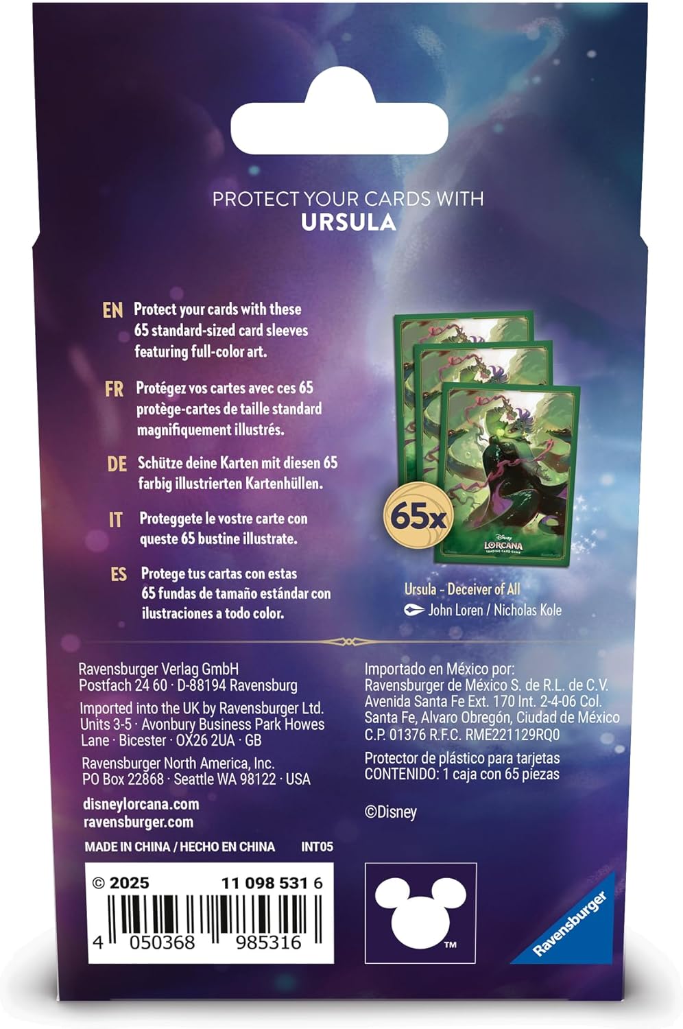 Disney's Lorcana - Archazia's Island - Ursula - 65 Card Sleeves - Ravensburger